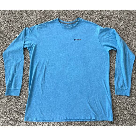 Patagonia Long Sleeve T-Shirt Men's Logo Solid Blue Size XXL - Picture 1 of 6
